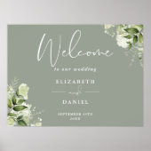 Sage Green Floral Greenery Mariage Affiche de bien (Devant)