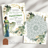 Sage Green Floral Half Saree India Ceremonie Kaart