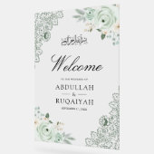 Sage Green Floral Lace Muslim Wedding Welcome (Angle)