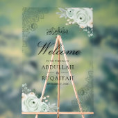 Sage Green Floral Lace Muslim Wedding Welcome (Neutre)