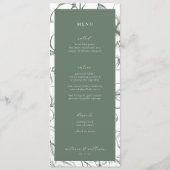 Sage Green Floral Mariage Menu et Merci (Devant)