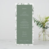 Sage Green Floral Mariage Menu et Merci (Debout devant)