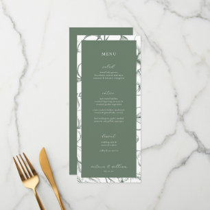 Sage Green Floral Mariage Menu et Merci