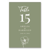 Sage Green Floral Mariage Petit numéro de table (Par défaut)