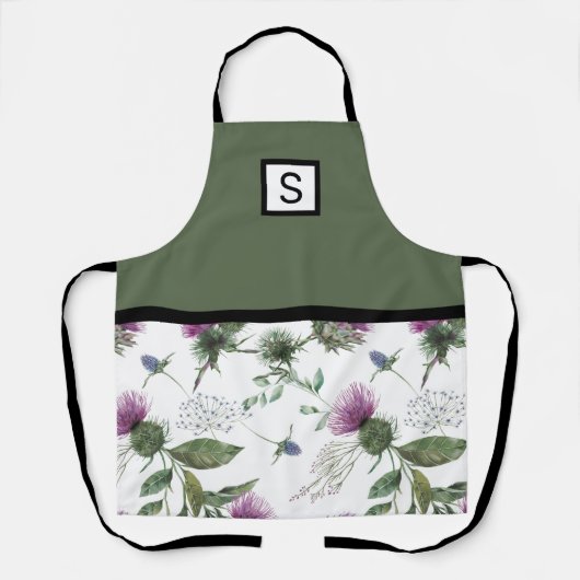 Sage Green Floral Monogram Schort (Voorkant)
