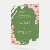 Sage Green Floral musulman Nikkah Affiche de bienv (Angle)