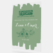 Sage Green Floral Nikkah Acrylic Sign (Angle)