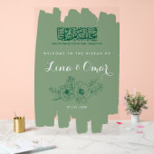 Sage Green Floral Nikkah Acrylic Sign (Mariage)