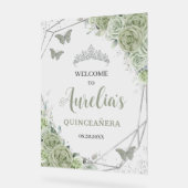 Sage Green Floral Papillon Quinceañera XV Bienvenu (Angle)