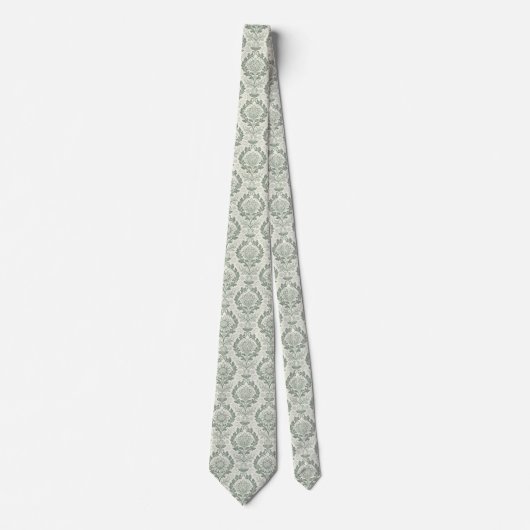 Sage Green Floral Pattern Stropdas (Voorkant)