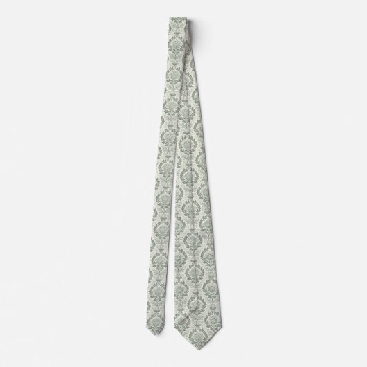 Sage Green Floral Pattern Stropdas (Achterkant)