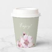 Sage Green Floral Pink Roses Baby shower Papieren Bekers (Voorkant)