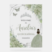 Sage Green Floral Princesse Quinceañera XV Bienven (Recto)