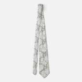 Sage Green Floral Roos Witte Stropdas (Achterkant)