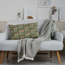 Sage Green Floral Roze Sierkussen