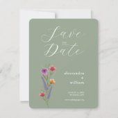Sage Green Floral Save the Date Kaart (Voorkant)