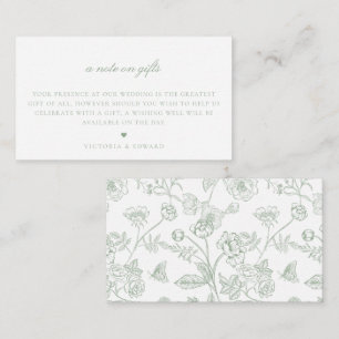 Sage Green Floral schrijft over cadeaubonnen Informatiekaartje