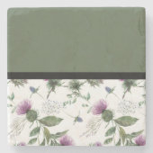 Sage Green Floral Stenen Onderzetter (Voorkant)