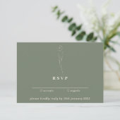 Sage Green Floral Trend Kindly Reply Wedding Kaart (Staand voorkant)