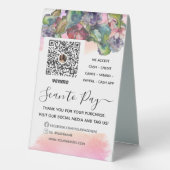 Sage Green Floral Venmo QR Payer ici Signe (Verso)