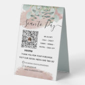 Sage Green Floral Venmo QR Payer ici Signe (Verso)