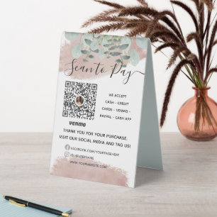 Sage Green Floral Venmo QR Payer ici Signe