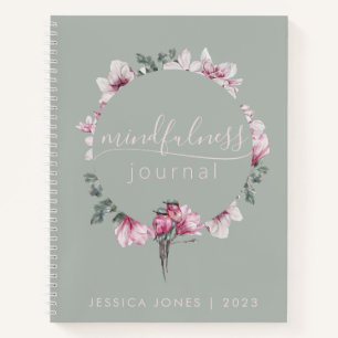 Sage Green Floral Waterverf Mindfulness Journal Notitieboek