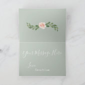Sage Green Floral Waterverf Romantic Wedding Bedankkaart (Binnen)