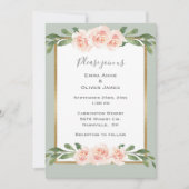 Sage Green Floral Waterverf Romantic Wedding Kaart (Voorkant)