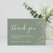 Sage Green Floral Wedding Bedankkaart (Staand voorkant)
