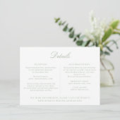 Sage Green Floral Wedding Details Kaart (Staand voorkant)