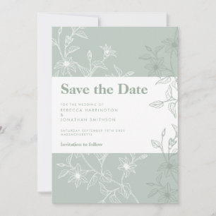 Sage Green Floral Wedding Enregistrer La Carte Dat