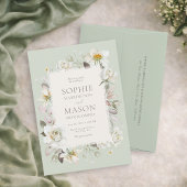 Sage Green Floral Wedding Invitation