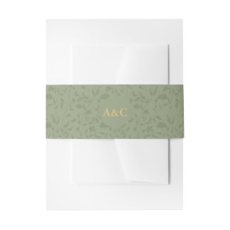 Sage Green Floral Wedding Invitation Belly Band Uitnodigingen Wikkel