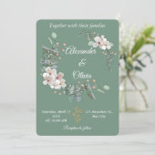 Sage Green Floral Wedding Invitation Editable (Debout devant)