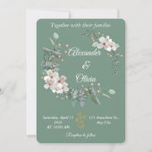 Sage Green Floral Wedding Invitation Editable (Devant)