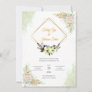 Sage Green Floral Wedding Kaart