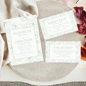 Sage Green Floral Wedding Kaart
