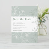 Sage Green Floral Wedding Save the Date Kaart (Staand voorkant)