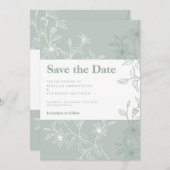 Sage Green Floral Wedding Save the Date Kaart (Voorkant / Achterkant)