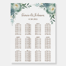 Sage Green Floral Wedding Seding Chart Foam Board
