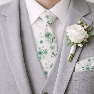 Sage Green Floral Wedding Tie Stropdas