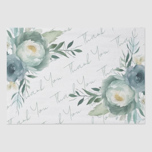 Sage Green Floral Wedding Tissuepapier (Voorkant)