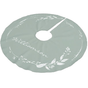 Sage Green Floral Wreath Monogram op persoonlijke  Kerstboom Rok
