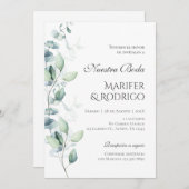 Sage Green Flores faire-part de mariage (Devant / Derrière)