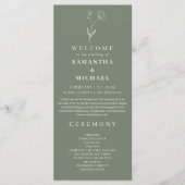 Sage Green Flower Cotton Floral Wedding Programme (Devant)