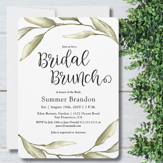 Sage Green Foliage Bridal Brunch Invitation