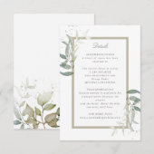 Sage green foliage bruiloft trouwgegevens omsluiti RSVP kaartje (Voorkant / Achterkant)