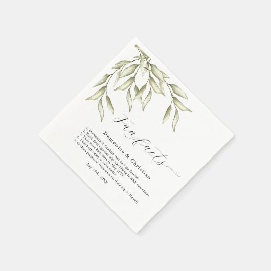 Sage Green Foliage Wedding Fun Facts Napkins Servet (Hoek)