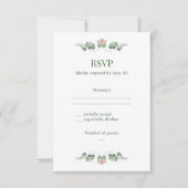 Sage Green Folk Floral Wedding RSVP (Devant)